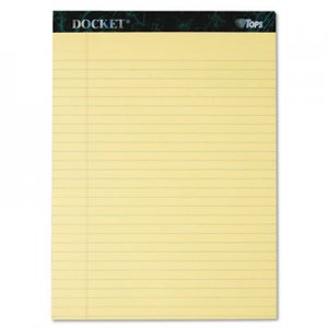 TOPS 63400 Docket Ruled Perforated Pads, 8 1/2 x 11 3/4, Canary, 50 Sheets, Dozen