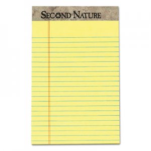 TOPS 74840 Second Nature Recycled Pads, Jr. Legal, 5 x 8, Canary, 50 Sheets, Dozen