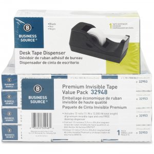 Business Source 32948 Value Pack Invisible Tape with Dispenser