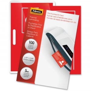 Fellowes 52016 Glossy Pouches - ID Tag punched, 5 mil, 100 pack