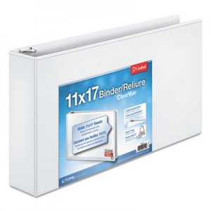 Cardinal 22142 11 x 17 ClearVue Slant-D Ring Binder, 3" Cap, White