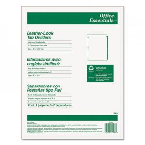 Office Essentials 11483 Preprinted Black Leather Tab Dividers, 25-Tab, Letter