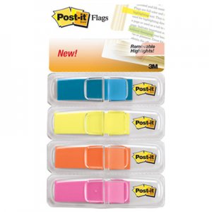 Post-it Flags MMM6834ABX Highlighting Page Flags, 4 Bright Colors, 4 Dispensers, 1/2" x 1 3/4", 35/Color