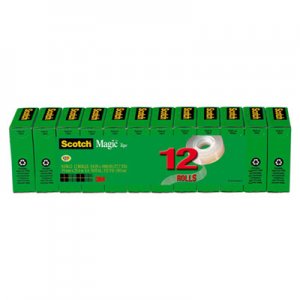 Scotch 810K12 Magic Office Tape Refills, 3/4" x 1000" Roll, Clear, 12/Pack