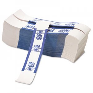 PM Company 55027 Color-Coded Kraft Currency Straps, Dollar Bill, $100, Self-Adhesive, 1000/Pack
