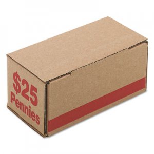 PM Company 61001 Corrugated Cardboard Coin Storage w/Denomination Printed On Side, Red