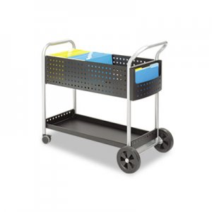 Safco 5239BL Scoot Mail Cart, One-Shelf, 22-1/2w x 39-1/2d x 40-3/4h, Black/Silver