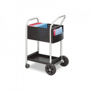 Safco 5238BL Scoot Mail Cart, One-Shelf, 22w x 27d x 40-1/2h, Black/Silver