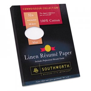 Southworth RD18BCFLN 100% Cotton Linen Resume Paper, Blue, 32 lbs., 8-1/2 x 11, 100/Box