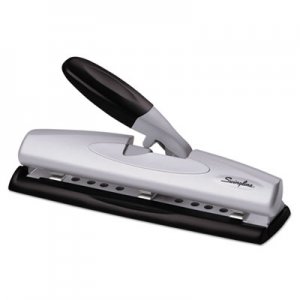 Swingline GBC 74026 12-Sheet LightTouch Desktop Two-to-Three-Hole Punch, 9/32" Holes, Black/Silver