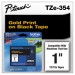 Brother P-Touch TZE354 TZe Standard Adhesive Laminated Labeling Tape, 1w, Gold on Black