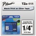 Brother P-Touch TZE111 TZe Standard Adhesive Laminated Labeling Tape, 1/4w, Black on Clear