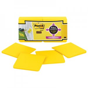Post-it Notes Super Sticky F33012SSY Full Adhesive Notes, 3 x 3, Electric Yellow, 12/Pack