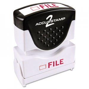 ACCUSTAMP2 COS035576 Pre-Inked Shutter Stamp with Microban, Red, FILE, 5/8 x 1/2