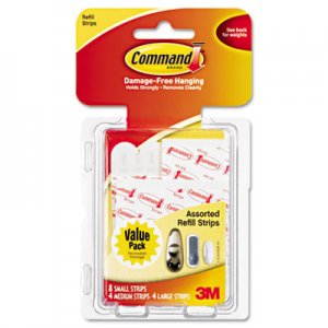 Command 17200CLES Assorted Refill Strips, White, 16/Pack
