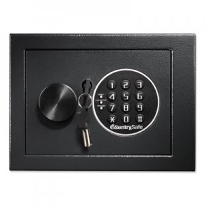 Sentry Safe SENX014E Electronic Security Safe, 0.14 cu ft, 9w x 6.6d x 6.6h, Black