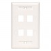 Tripp Lite N042-001-04-WH White Keystone Faceplate - 4 Ports