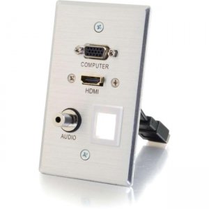 C2G 39705 HDMI, VGA, 3.5mm and Keystone Pass-through Wall Plate - Aluminum