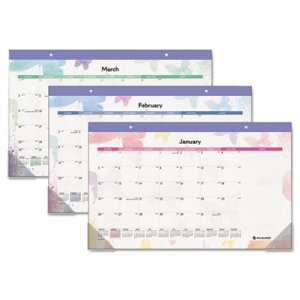 At-A-Glance AAGSK91705 Watercolors Recycled Monthly Desk Pad Calendar, 17 3/4 x 10 7/8, 2015