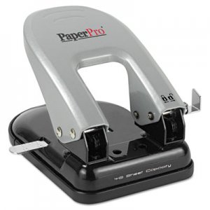 PaperPro 2340 inDULGE Two-Hole Punch, 40-Sheet Capacity, Black/Silver