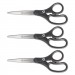 Westcott ACM15585 KleenEarth Basic Plastic Handle Scissors, 8" Long, 3.25" Cut Length, Black Straight Handles, 3/Pack