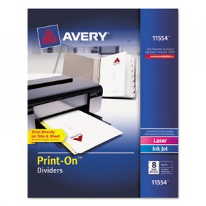 Avery 11554 Customizable Print-On Dividers, 8-Tab, Letter, 25 Sets