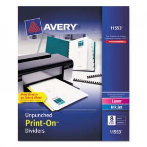 Avery AVE11553 Customizable Print-On Dividers, 8-Tab, Letter, 5 Sets