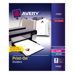 Avery 11552 Customizable Print-On Dividers, 8-Tab, Letter, 5 Sets