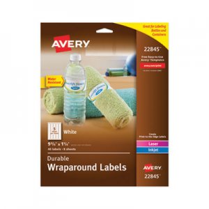 Avery AVE22845 Water-Resistant Wraparound Labels w/ Sure Feed, 9 3/4 x 1 1/4, White, 40/Pack