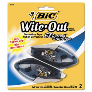 BIC BICWOECGP21 Wite-Out EZ Correct Grip Correction Tape, NonRefill, 1/6" x 402", 2/Pk