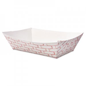 Boardwalk BWK30LAG200 Paper Food Baskets, 2lb Capacity, Red/White, 1000/Carton