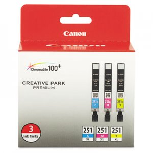 Canon 6449B009 6449B009 (CLI-251XL) ChromaLife100+ High-Yield Ink, Cyan/Magenta/Yellow, 3/PK