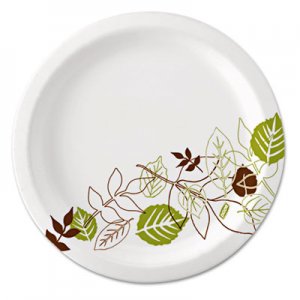 Dixie UX9WSPK Pathways Soak-Proof Shield Mediumweight Paper Plates, 8 1/2", Grn/Burg, 125/Pk