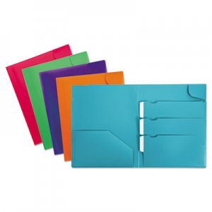 Oxford OXF99837 Divide It Up Four-Pocket Poly Folder, 11 x 8-1/2, Assorted