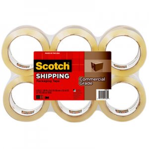 Scotch MMM37506 3750 Commercial Grade Packaging Tape, 1.88" x 54.6yds, Clear, 6/Pack