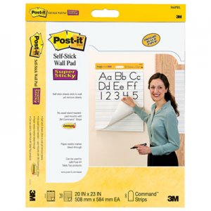 Post-it Easel Pads 566PRL Self Stick Wall Easel Primary Ruled Pad, 20w x 23h, White, 20 Sheets, 2/Pack