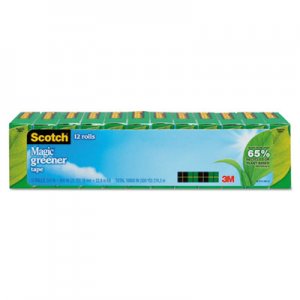 Scotch MMM81212P Magic Greener Tape, 3/4" x 900", 1" Core, 12 Rolls/Pack