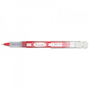 Pentel PENSD98B Finito! Porous Point Pen, .4mm, Red/Silver Barrel, Red Ink