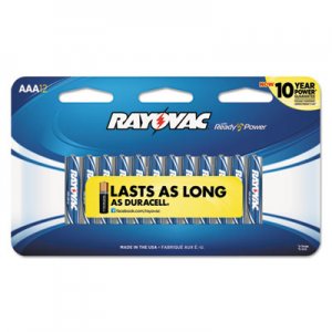Rayovac RAY82412K High Energy Premium Alkaline Battery, AAA, 12/Pack