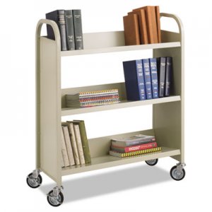 Safco 5358SA Steel Book Cart, Three-Shelf, 36w x 14-1/2d x 43-1/2h, Sand