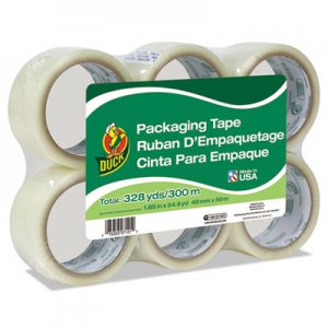 Duck DUC240053 Commercial Grade Packaging Tape, 2" x 22, 1.88" x 55 yds, Clear, 3" Core, 6/Pack