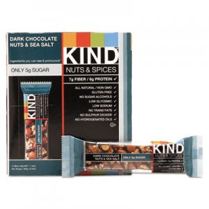 KIND 17851 Nuts and Spices Bar, Dark Chocolate Nuts and Sea Salt, 1.4 oz, 12/Box