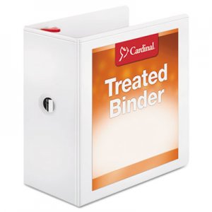 Cardinal 32150 Treated Binder ClearVue Locking Slant-D Ring Binder, 5" Cap, 11 x 8 1/2, White