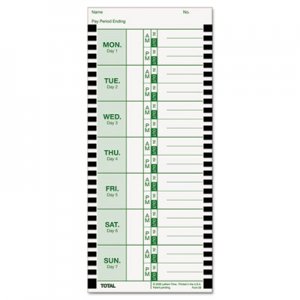 Lathem Time E8100 Time Card for Lathem Model 800P, 4 x 9, Weekly, 1-Sided, 100/Pack
