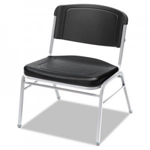 Iceberg ICE64121 Rough 'N Ready Big and Tall Stack Chair, Black Seat/Black Back, Silver Base, 4/Carton