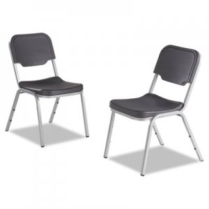 Iceberg ICE64117 Rough 'N Ready Original Stack Chair, Charcoal Seat/Charcoal Back, Silver Base, 4/Carton