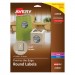 Avery 22808 Round Print-to-the-Edge Labels, 2 1/2" dia, Brown Kraft, 225/PK