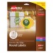 Avery 22807 Round Print-to-the-Edge Labels, 2" dia, Glossy White, 120/Pack