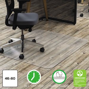 deflecto CM21442FPC Clear Polycarbonate All Day Use Chair Mat for Hard Floor, 46 x 60