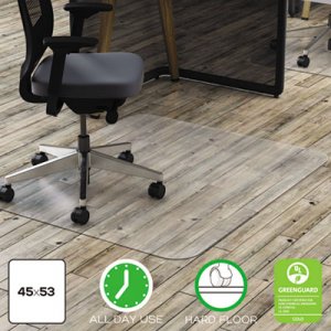 deflecto CM21242PC Clear Polycarbonate All Day Use Chair Mat for Hard Floor, 45 x 53